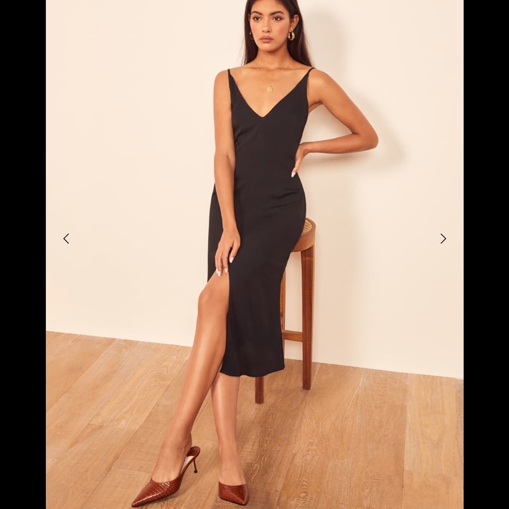 Reformation Bates Dress Black NWT